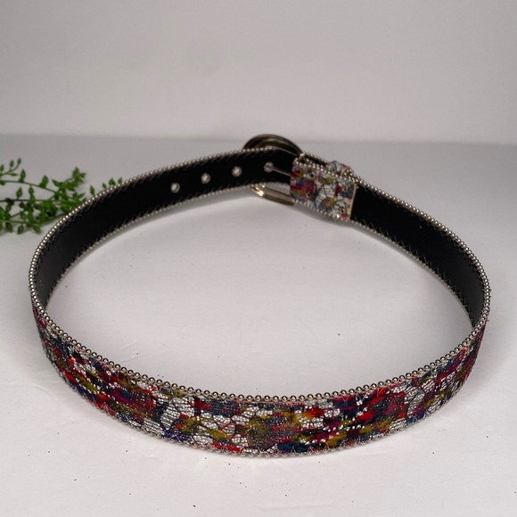 Vintage Elite California Glittery Multicolored 90s Belt Size Small Silver Buckle - Picture 6 of 10